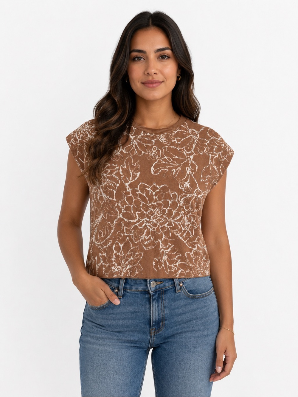 Cynthia Rowley Floral Knit Sweater Top – Women's Medium